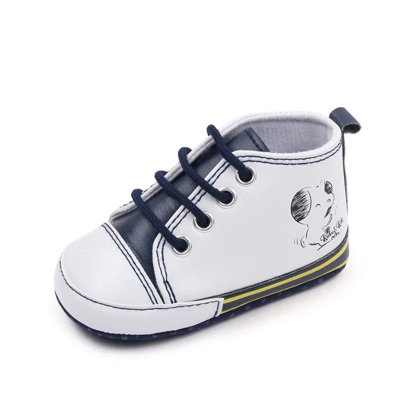 0-12 Months PU Leather Canvas Casual Baby Shoes Lace-up Toddler Shoes supplier