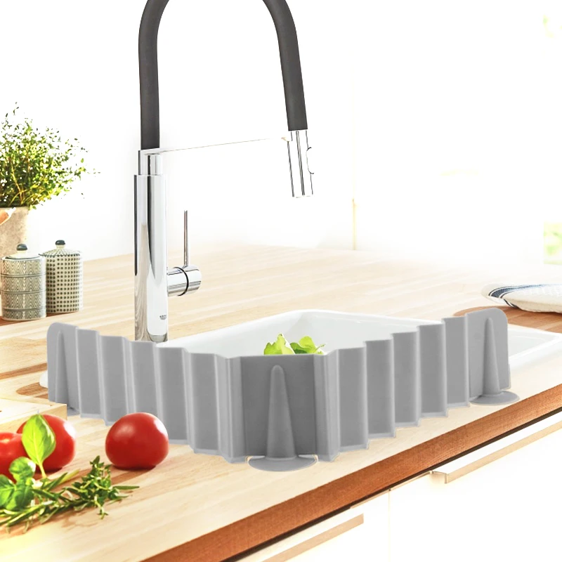 Upgraded Custom Stretchable Baffle Silicone Sink Water Splash Guards Baffle  for Home Kitchen Bathroom