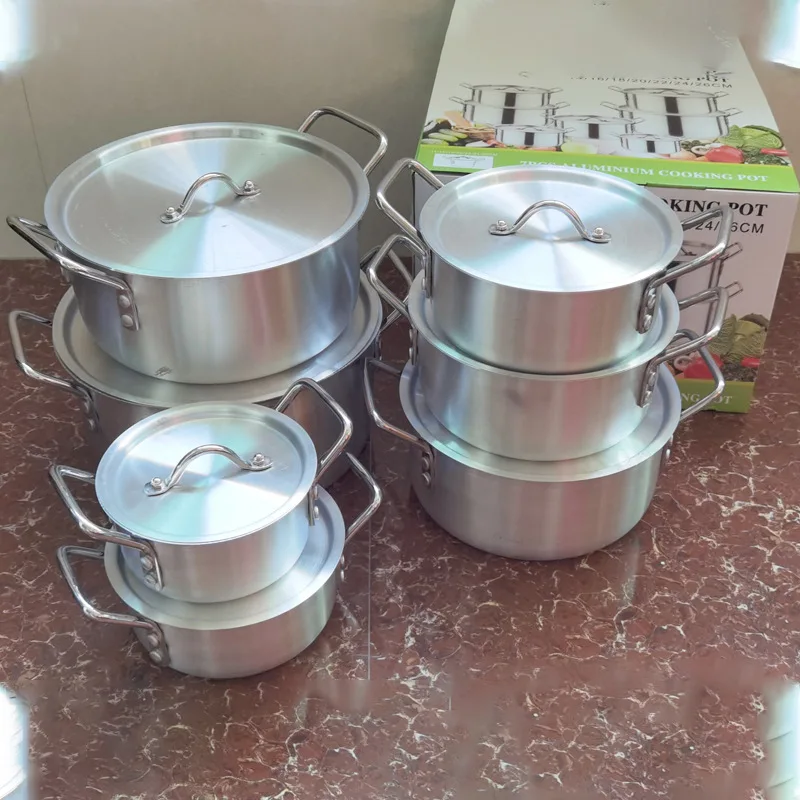 Hot Sale Restaurant Soup Pot Aluminum Cookware Stock Pots Cooking Ware Set Aluminum Cooking Pot Set