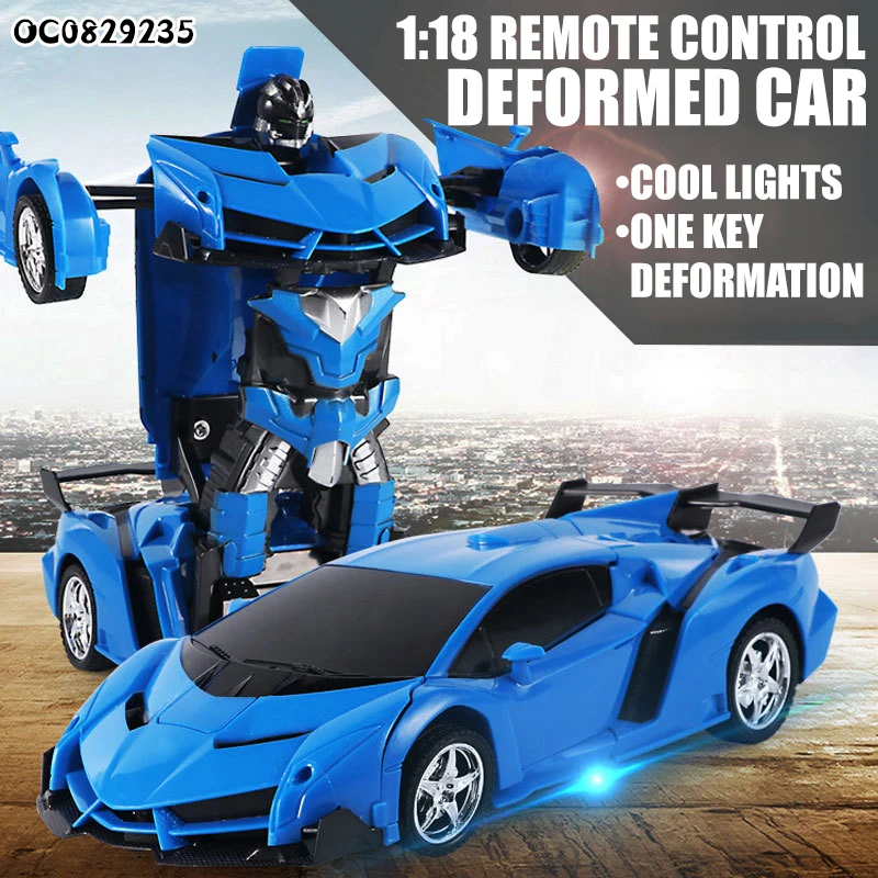 A deformation robot car model display 1:18 remote control for children