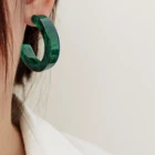 Emerald Hyacinth Hot Sale Personalized Emerald Acrylic Resin Small Hoop 925 Sliver Needle Earrings
