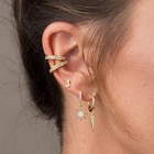 Hoop Dangle Design Fine Women CZ Zirconia Starburst Moon Sun Charm Huggie Hoop Earring Lady Party