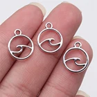 Silver Pendants 400pcs/bag 12x12mm Antique Silver Plated Zinc Alloy Waves Charms Pendants ABD-C14121