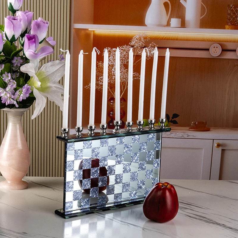 product small bridge silver mirror various sizes of glass candle holders wedding center home decoration crystal candle holders-6