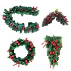 Red Tree Durable Christmas Decoration Pomegranate Green Leaf Red Sticky Fruit Set Upside Down Tree
