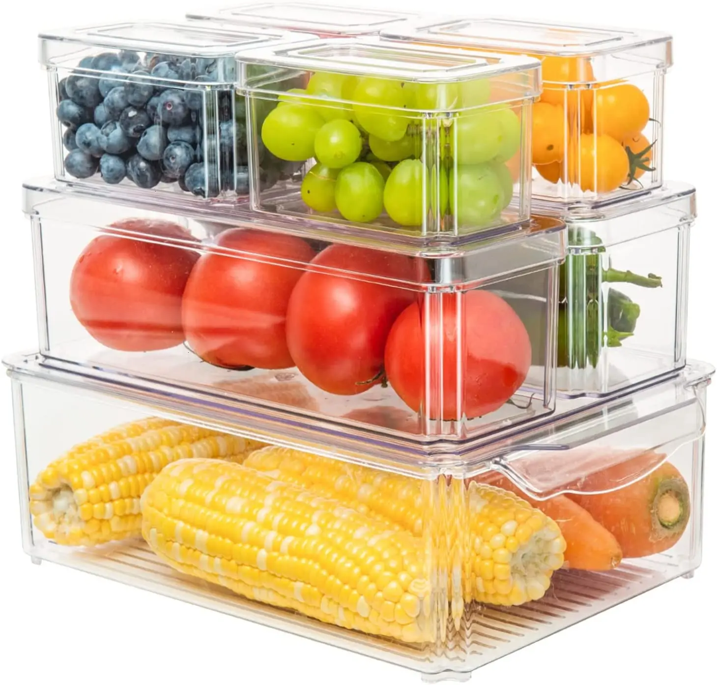 7pcs Stackable BPA-Free Pantry Storage Bins  Food Drinks Fruits Vegetable Set box