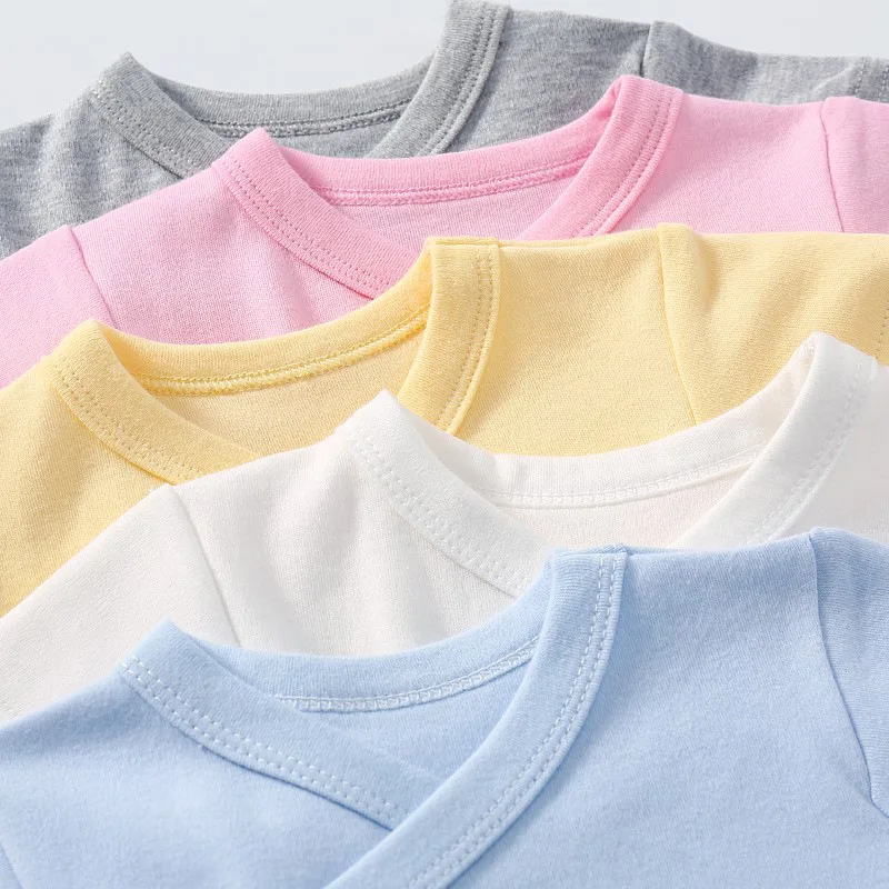 manufacturer lateral forepart summer baby clothes bodysuit newborn plain baby romper short sleeve cotton baby clothes