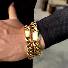 Jewellery 10mm 12mm 14mm Men Stainless Steel Jewellery Custom Logo 18k Gold Plated Bracelet