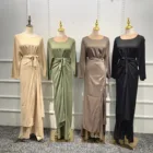 Satin Abaya Dubai Kaftan Muslim Women Long Maxi Dress Islamic Party Gown Jilbab Turkish Abaya