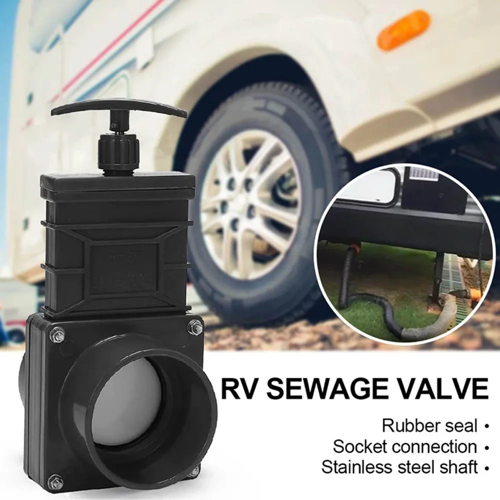 3in Rv Knife Water Gate Valve Durable Flow Van Sewer Hose Plastic Exterior Home Accessories