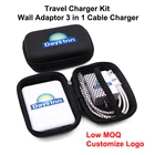 Gift Custom Logo Gift Set With Power Bank 3000mAh 3 In 1 USB Data Cable Adapter 2A EU US Plug Earphone Bag For Christmas Promotion