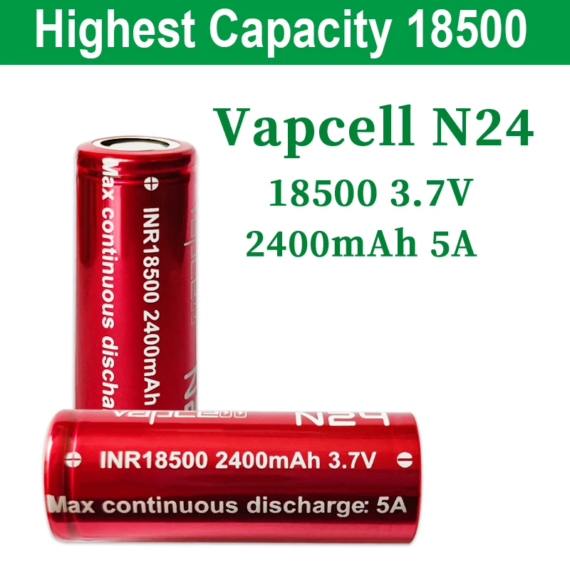 18500可充电锂离子电池3 7v Vapcell Inr18500 2400毫安时5a N24手电筒电池 Buy 电池18500