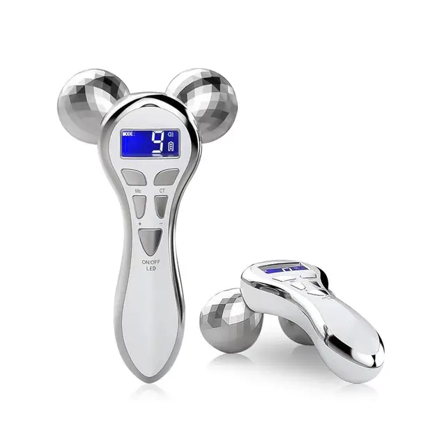 Handheld 3D EMS Galvanic V face lift Roller Arm Leg Thigh whole body rolling Vibration massage microcurrent device
