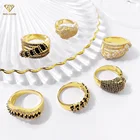 Rings Diamond Ring 18K Gold Plated Rings V Shape Ladies Cubic Zuirconia Diamond Wedding Ring