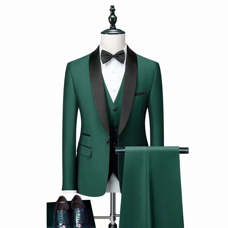 Costume Casual Boutique Slim One Button Solid Color Business Wedding Suit 3 Pcs Set Dress Blazers Jacket Pants Vest