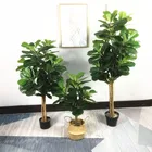 Plastic Tree Plant Factory Wholesale Bonsai Tree Plastic Ficus Lyrata Fig Fiddle Leaf Artificial Plant