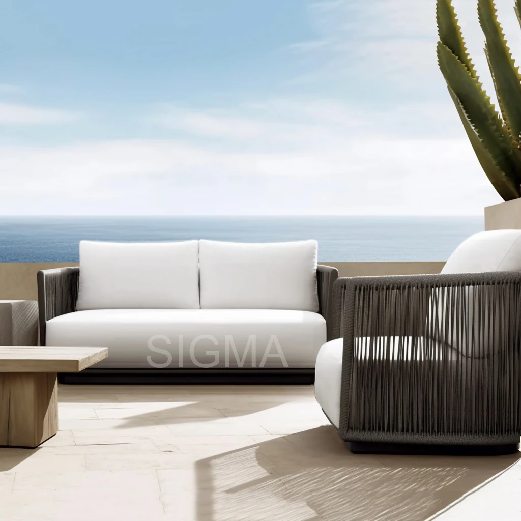 Modern All Weather Luxury Outdoor Patio Hotel Sofa set Couch Wood Teak Solid Wooden Armchair Garden Sofa sectional