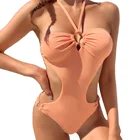 Sexy Female New 1 Piece Swimsuit Solid Color Bikini Strap Swimsuit Sexy Female Swimsuit