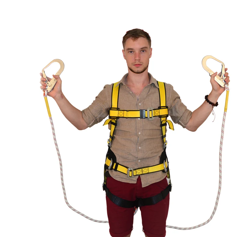 Harness Fall Stop Kit with Restraint Ropes and Lanyards Standerd Size for Rock Climbing Rescue Fence Operations 5 Point Safety Harness