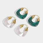 Brass Earrings Earrings Personalized Aloof Style Brass And 18k Gold Plated Spliced U-shaped Acrylic Earrings