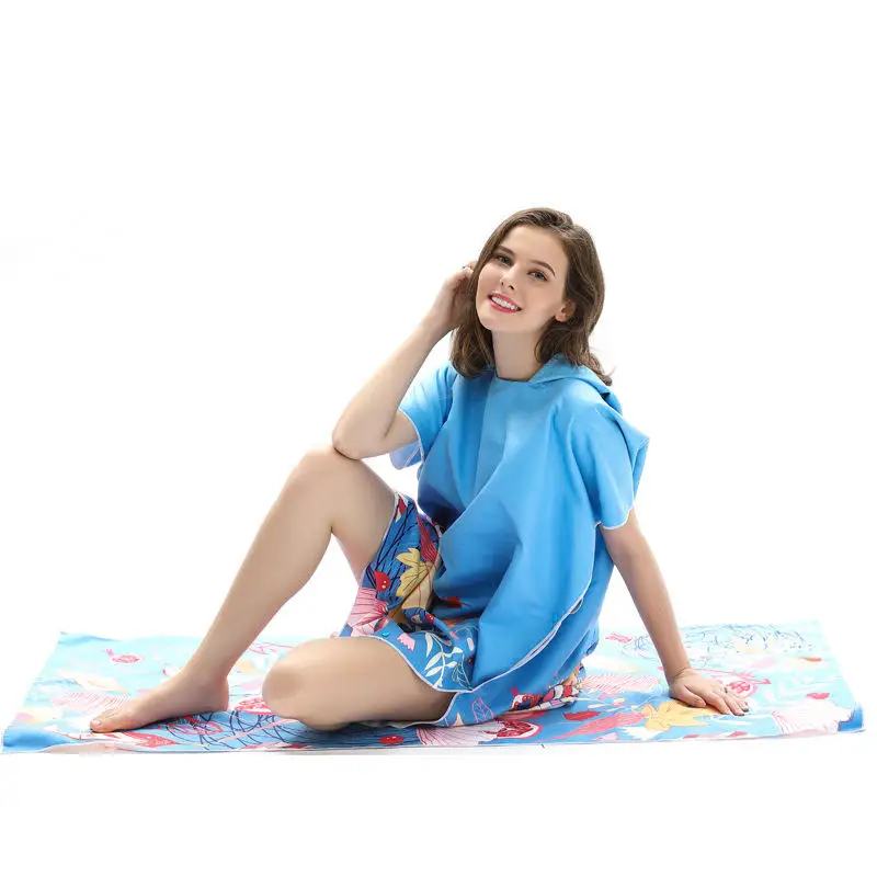 Personal Design Printing Adult Soft Windproof Microfiber Custom Surf Hooded Poncho Towel