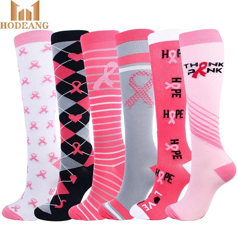 Triumph Pink Ribbon Breast Cancer Awareness Over the Calf Socks 