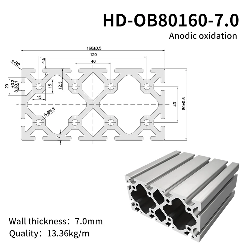 80160 Extruded Aluminum Profiles Are Suitable for Assembly of Mechanical Arm Structural Beam Injection Molding Machine Equipment details