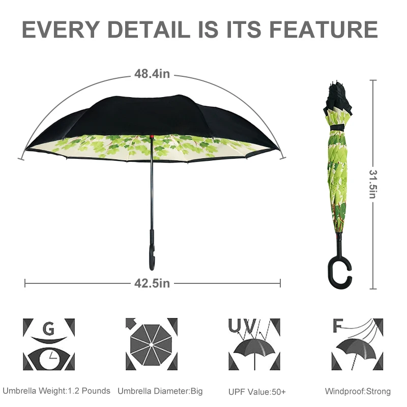 Manufacturer Cheap Inverted Design Luxury Waterproof Wholesale Uv Promotion C Handle Umbrella