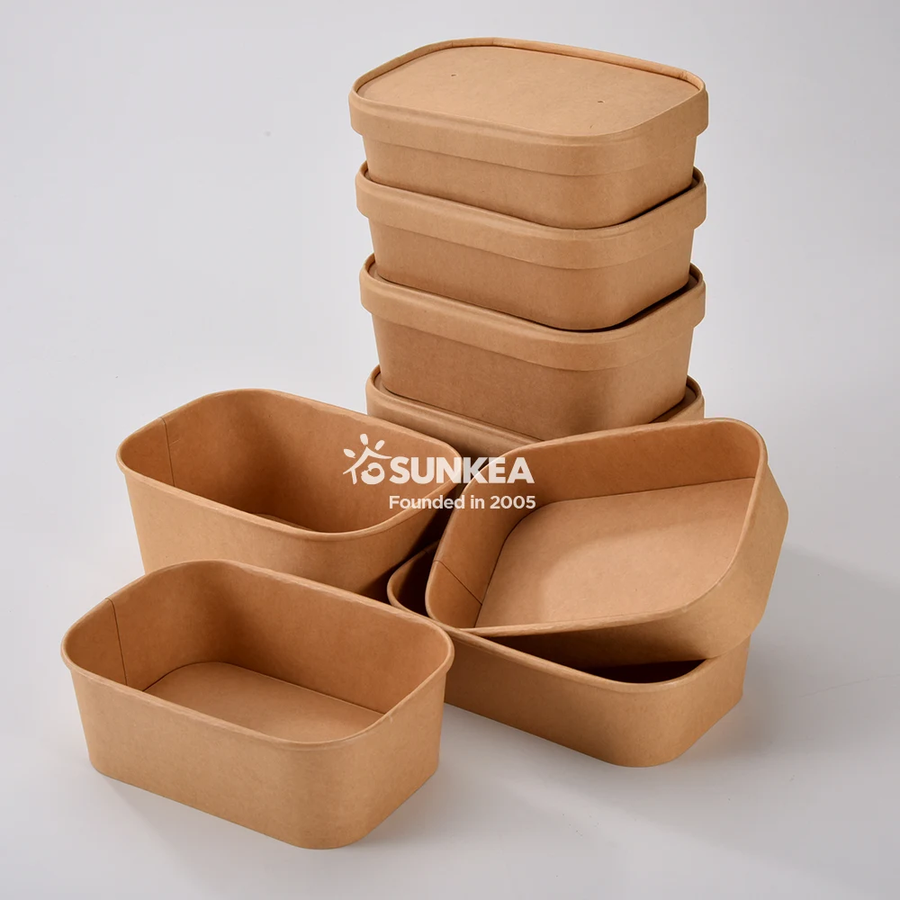 Rectangular Salad Takeaway bowl with lid square salad containers