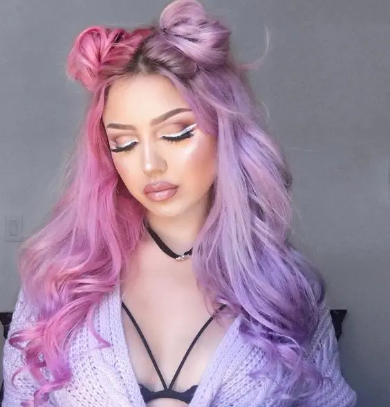 pink and purple hair wig