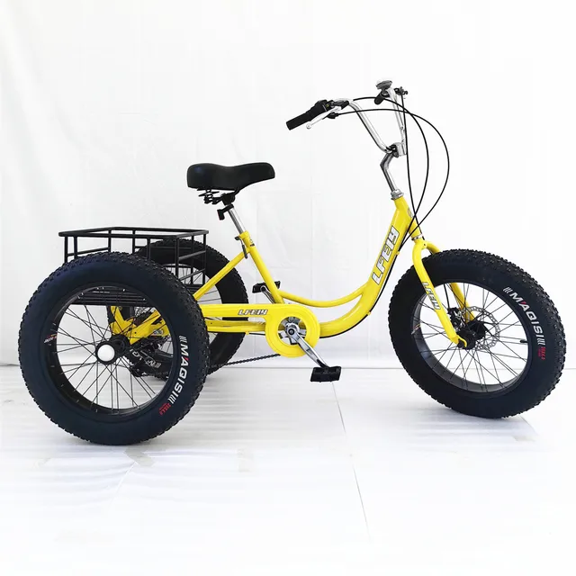 Design Cheap Fat Tire Three Wheel Rickshaw City Bike Tricycle Factory Wholesale 2024 New Disability with Pedals for Adults Steel