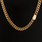 Jewelry Wholesale Mens Hiphop Stainless Steel Cuban Chain Jewelry Gold Plated Hip Hop Cuban Link Chain Necklace