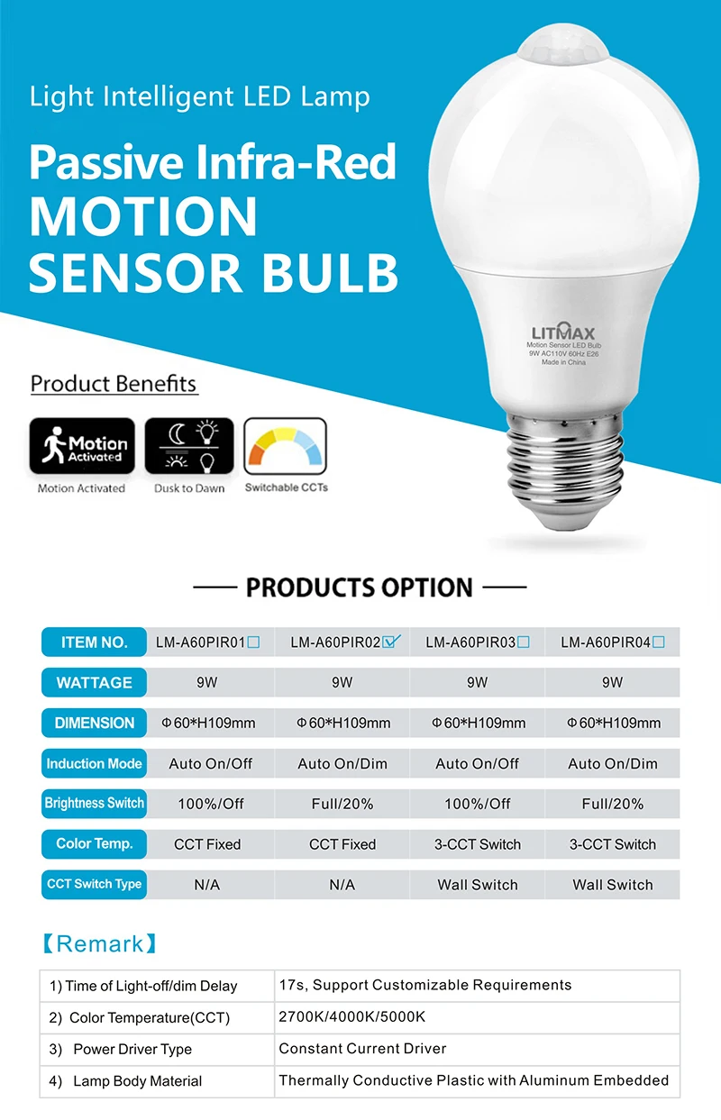 A6002 CC PIR Sensor Bulbs