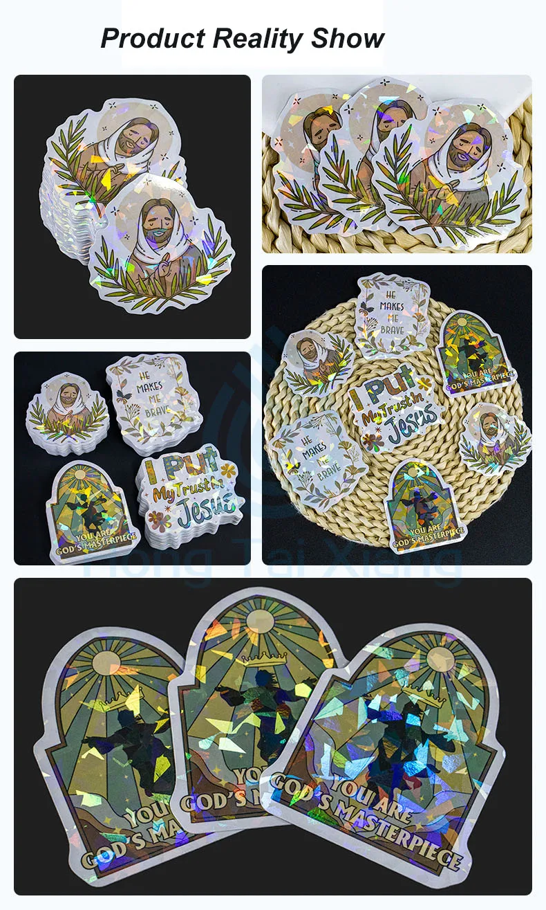 Holographic Eco-Friendly Reusable Durable Vinyl Die Cut Labels Easter Stickers Christmas Decals Good Friday Memorial Label Holy details