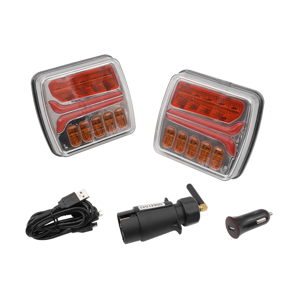 product 34led square sequential turn signal trailer lamp light guide wireless truck tail light-35