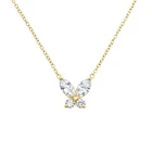 925 Sterling Cz Hot Gold 925 Sterling Silver CZ Zircon Paved Flower Butterfly Pendant Necklace