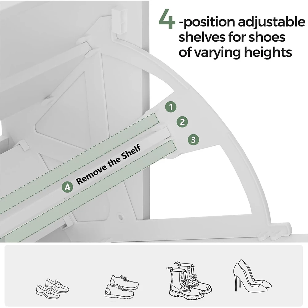 32\" Modern Farmhouse White Shoe Storage Cabinet 2 Flip Drawers Barn Door Design Adjustable Shelves Slim Narrow Shoe Rack factory