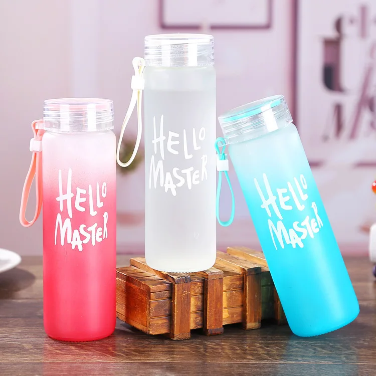 Colorful Wholesale Colorful Glass Water Bottle Frosted Drinkware Cheap Glass Camp Water Bottles
