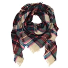 100% Blanket Scarf Hot Selling 100% Acrylic Turkish Square Winter Blanket Tartan Scarf Wholesale