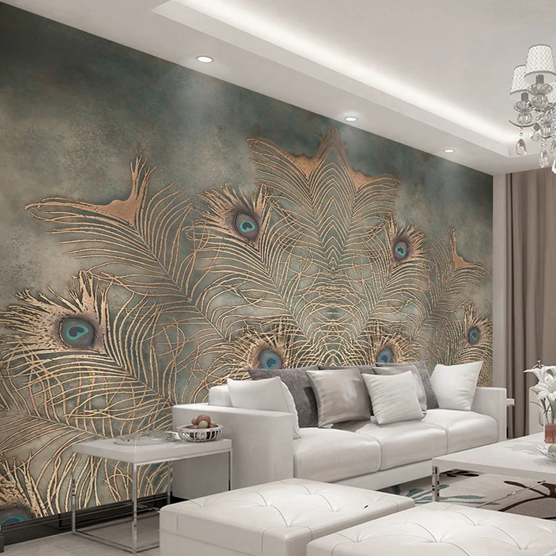 Custom Photo Wallpaper For Walls 3d Chinese Style Peacock Feather Abstract  Art Wall Painting Interior Backdrop Wall Decor Mural - Buy 3d Wallpaper Home  Decoration,Room Wallpaper,Wall Decoration Paper Product on 