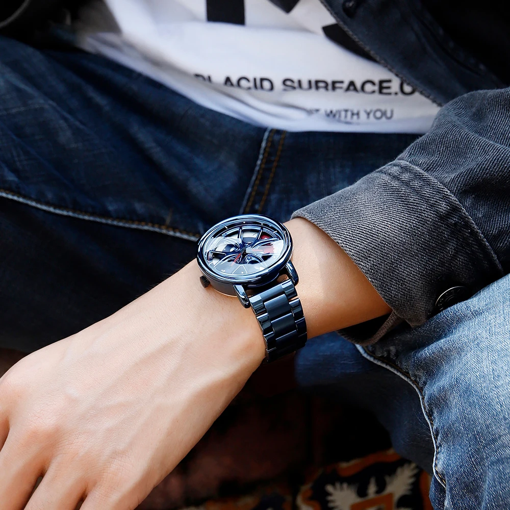 Koda Top Brand Luxury Relogio Masculino Men Watch Personality Car Wheel 360 Degree Rotating Waterproof Quartz Wristwatch