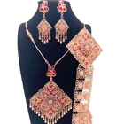 Gemstone Jewelry Luxury Gemstone Square Shape Charm Red Gemstone Pendant Jewelry Necklace Earrings Set For Women Girls