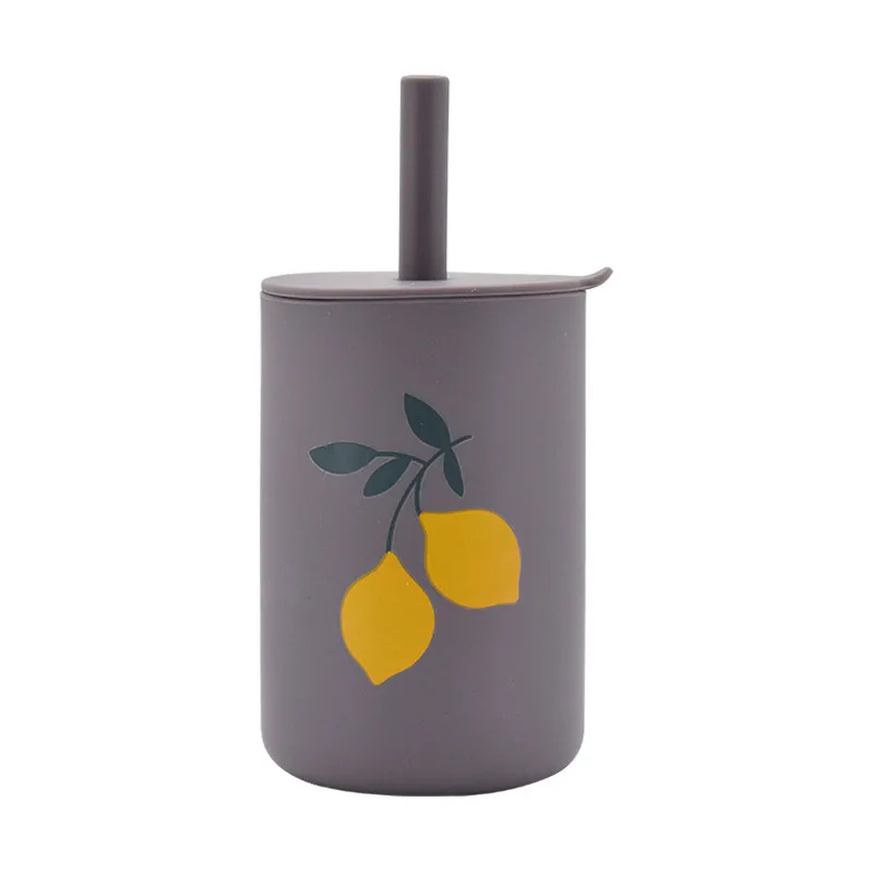 Silicone Anti-Fall Straight Straw Cup with Leak-Proof Design Training Drinkware for Baby's Outdoor Activities and Tours factory