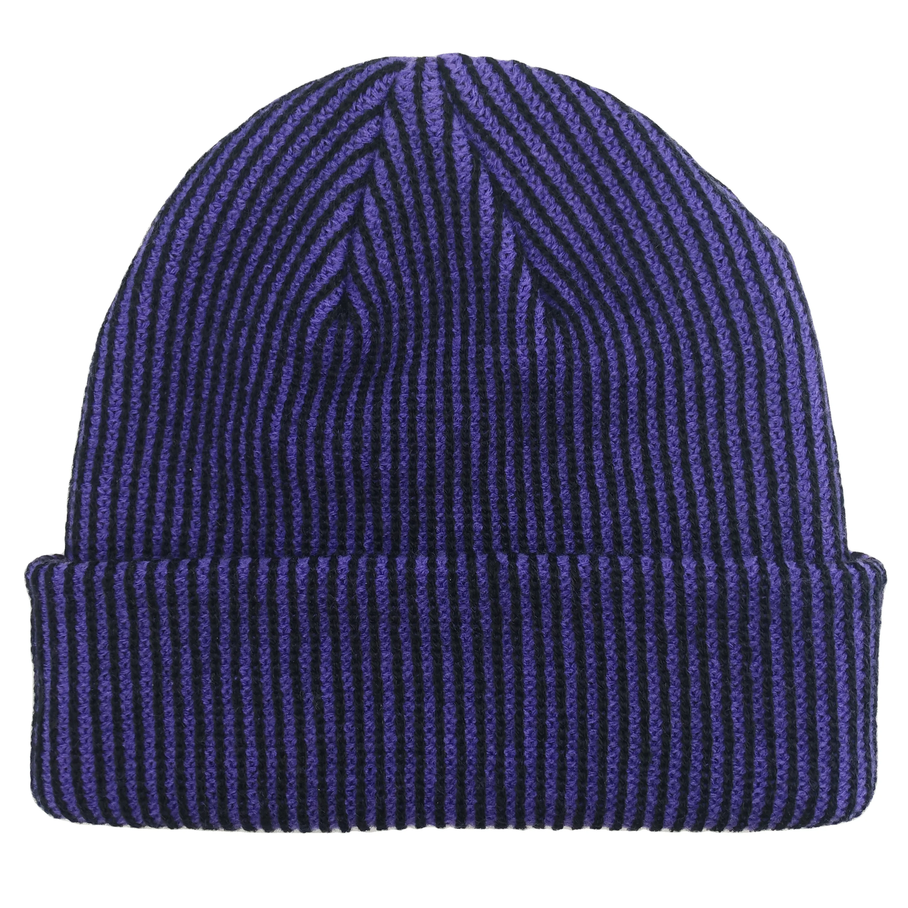 black and purple beanie