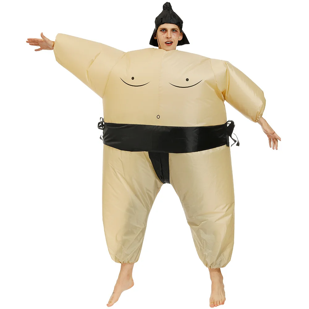 Adult Funny Inflatable Fat Sumo Wrestler Costume Outfit Suit Halloween One ...