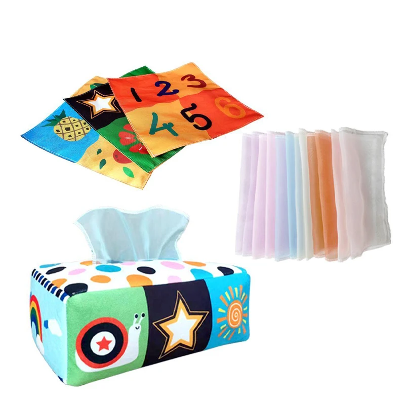 Early childhood education toys baby sensory toys tissue cloth box