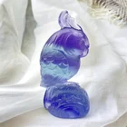 Parrot Carved Natural Crystal Quartz Carvings Animal Purple Fluorite Parrot For Gift