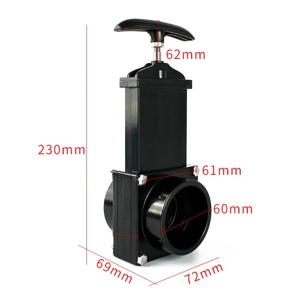50mm/2inch Rv Knife Water Gate Valve Durable Flow Van Sewer Hose Plastic Exterior Home