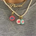 Pearl Necklaces Custom Name Colourful Bottle Lid Pendant Chunky Pearl Multilayer Layered Choker Necklaces
