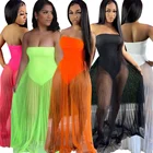 Summer Mesh See-through Sexy Top Dress Nigh Sexy In Plus Size Dress And Skirt